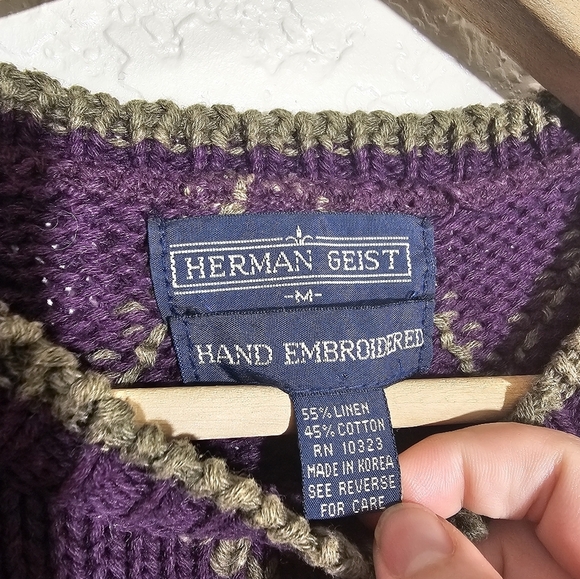 Vintage Herman Geist Linen Blend Floral Pullover Sweater Vest - Picture 3 of 3